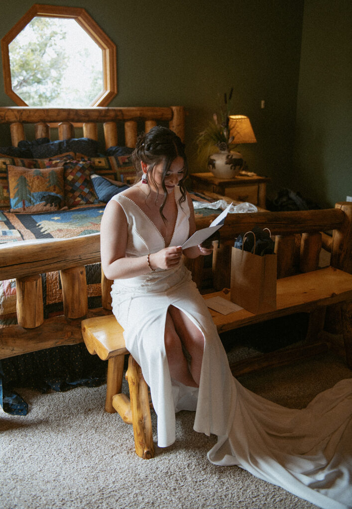 getting ready for her garden of the gods elopement