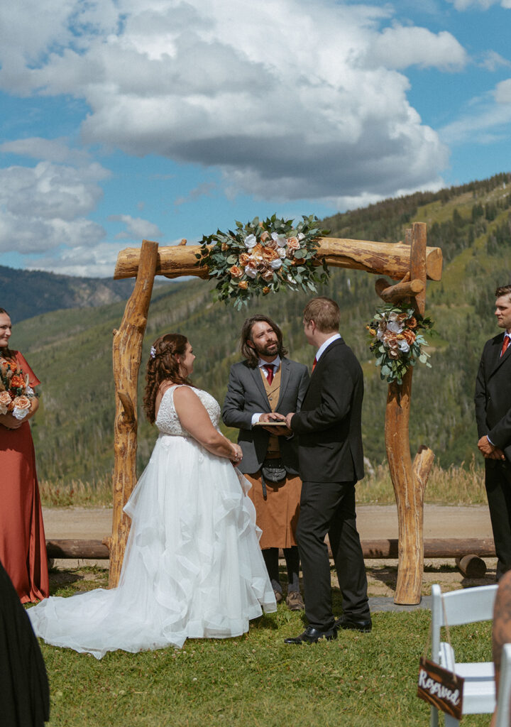 steamboat wedding ceremony on a mountainside 