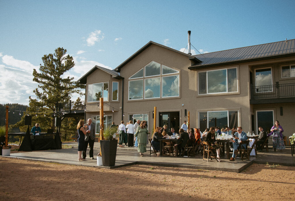 Guests gathered at an vacation rental micro wedding venue in Colorado
