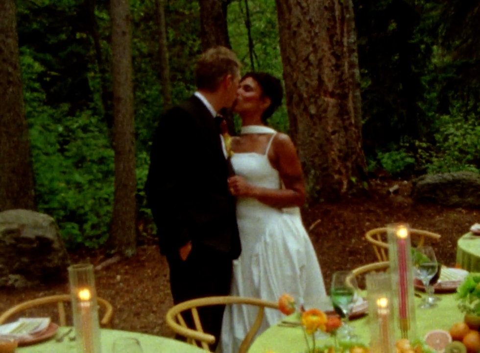 A couple during their micro wedding reception 