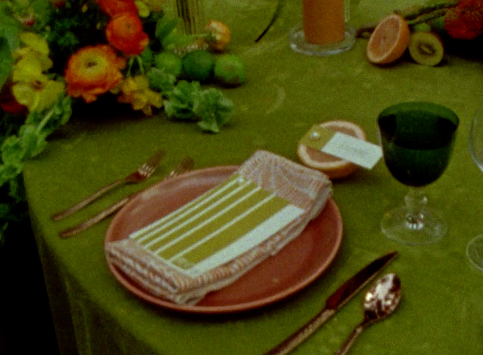 a micro wedding table setting filmed on super 8